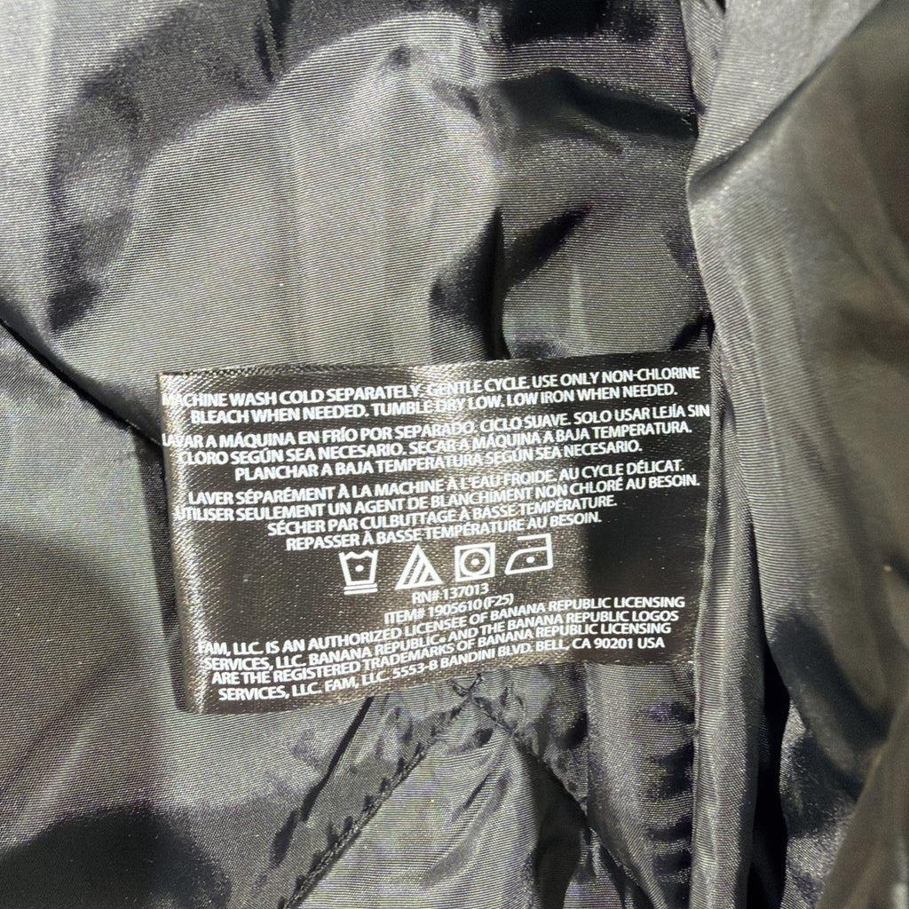 Banana Republic Quilted Bomber Jacket Black L Men's Diamond Pattern Snap Zip