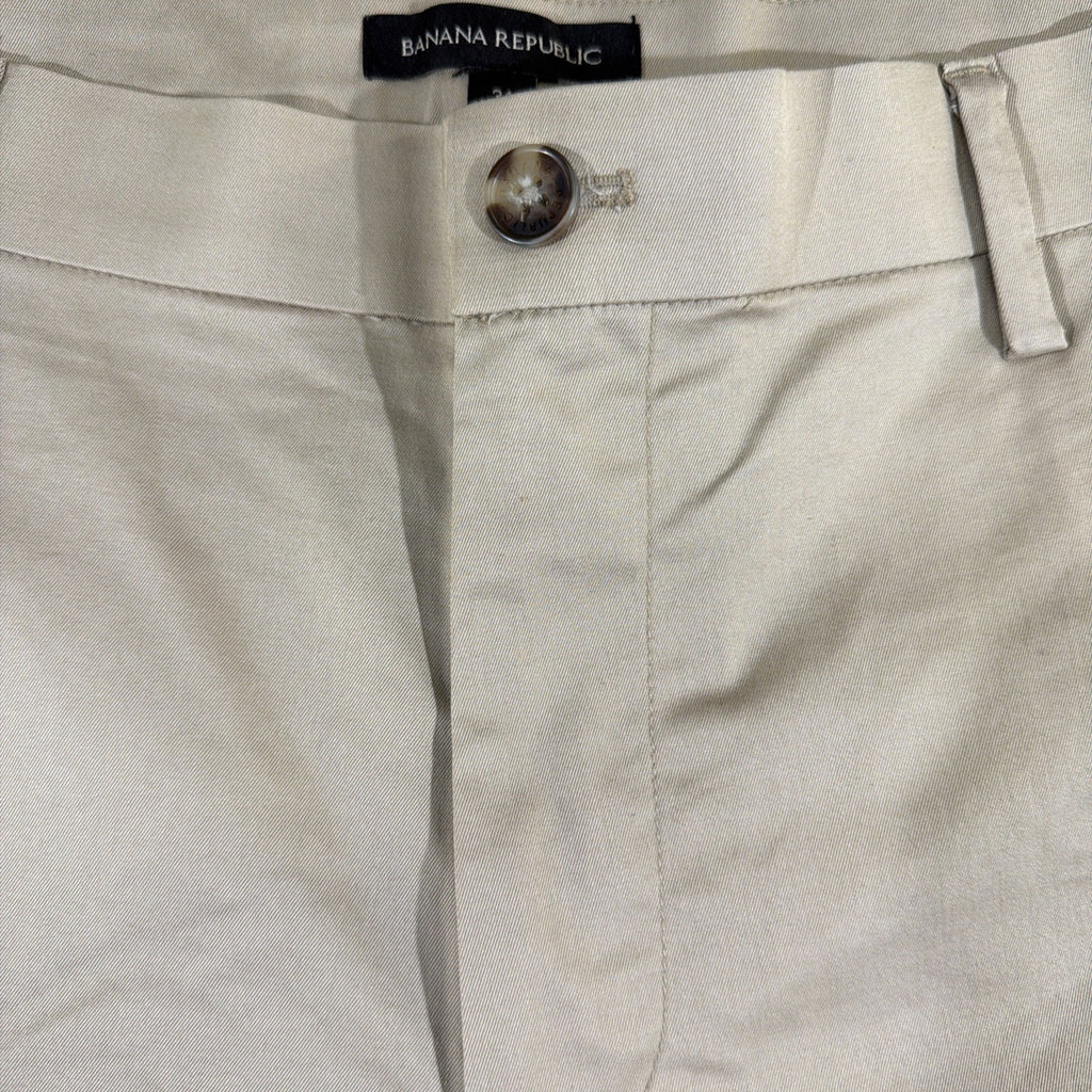 Banana Republic Mens Beige Stretch Mid-Rise Aiden Slim Chino Shorts Size 34