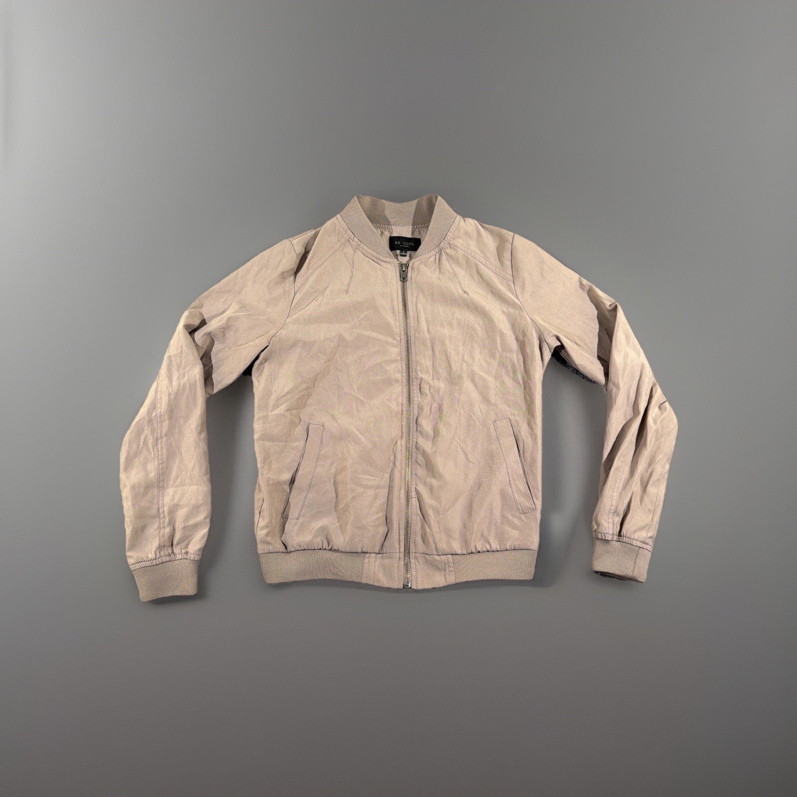 Be Cool Womens Tan Faux Suede Jacket S Bomber Style Lightweight Short Classicore