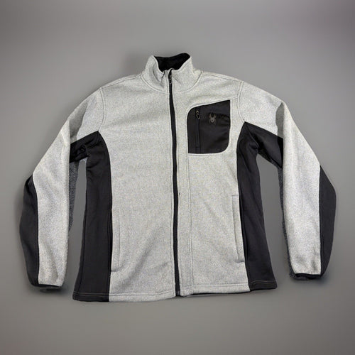 (#C) Spyder Jacket Adult M Gray Full Zip Pullover Logo Mock Neck