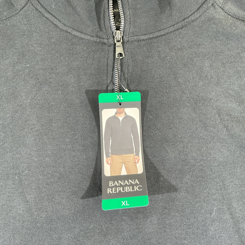 Banana Republic Men's 1/4 Zip Pullover Sweatshirt, Black, Size XL