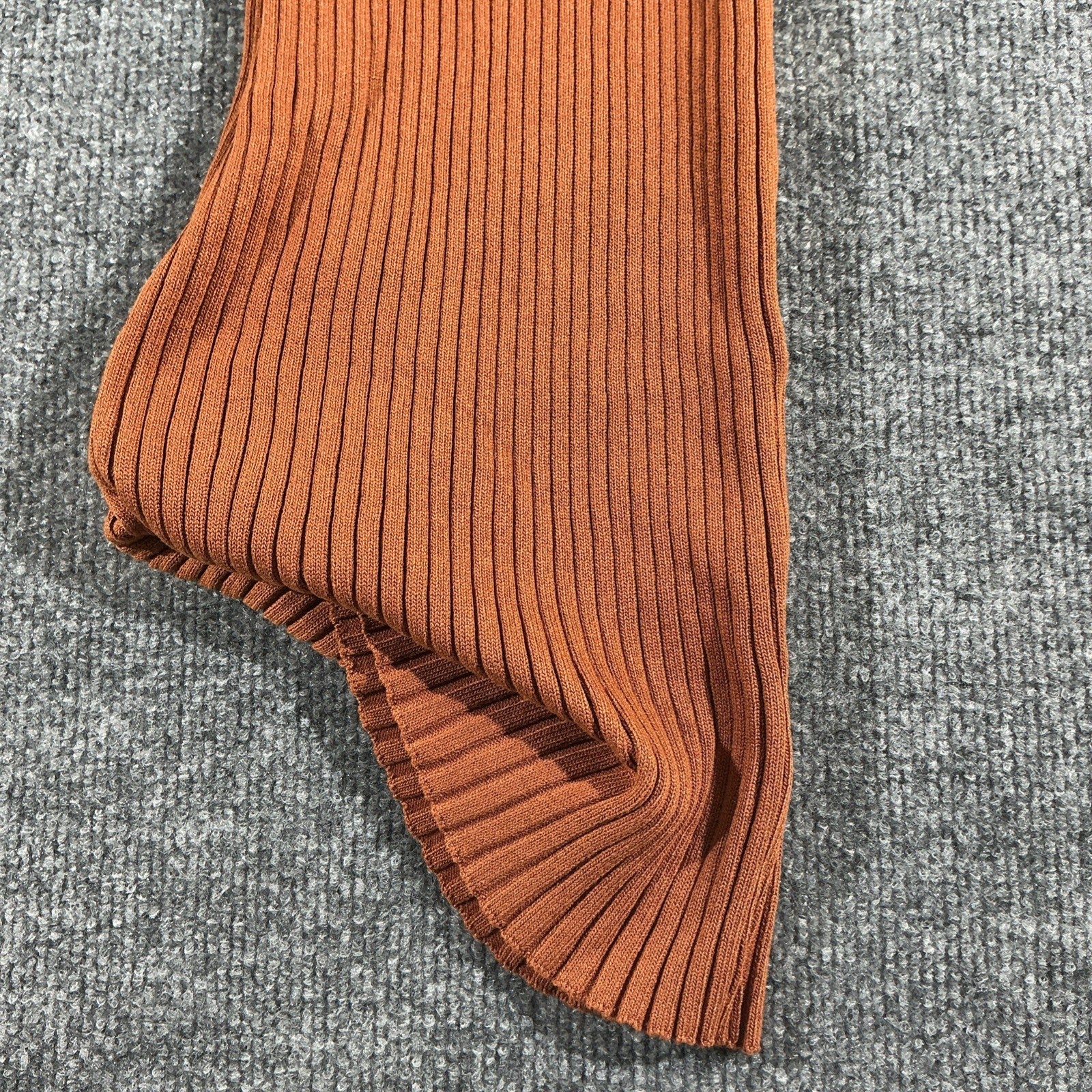 Burnt Orange Bodycon Dress Ribbed Long Sleeve Knit Size Medium