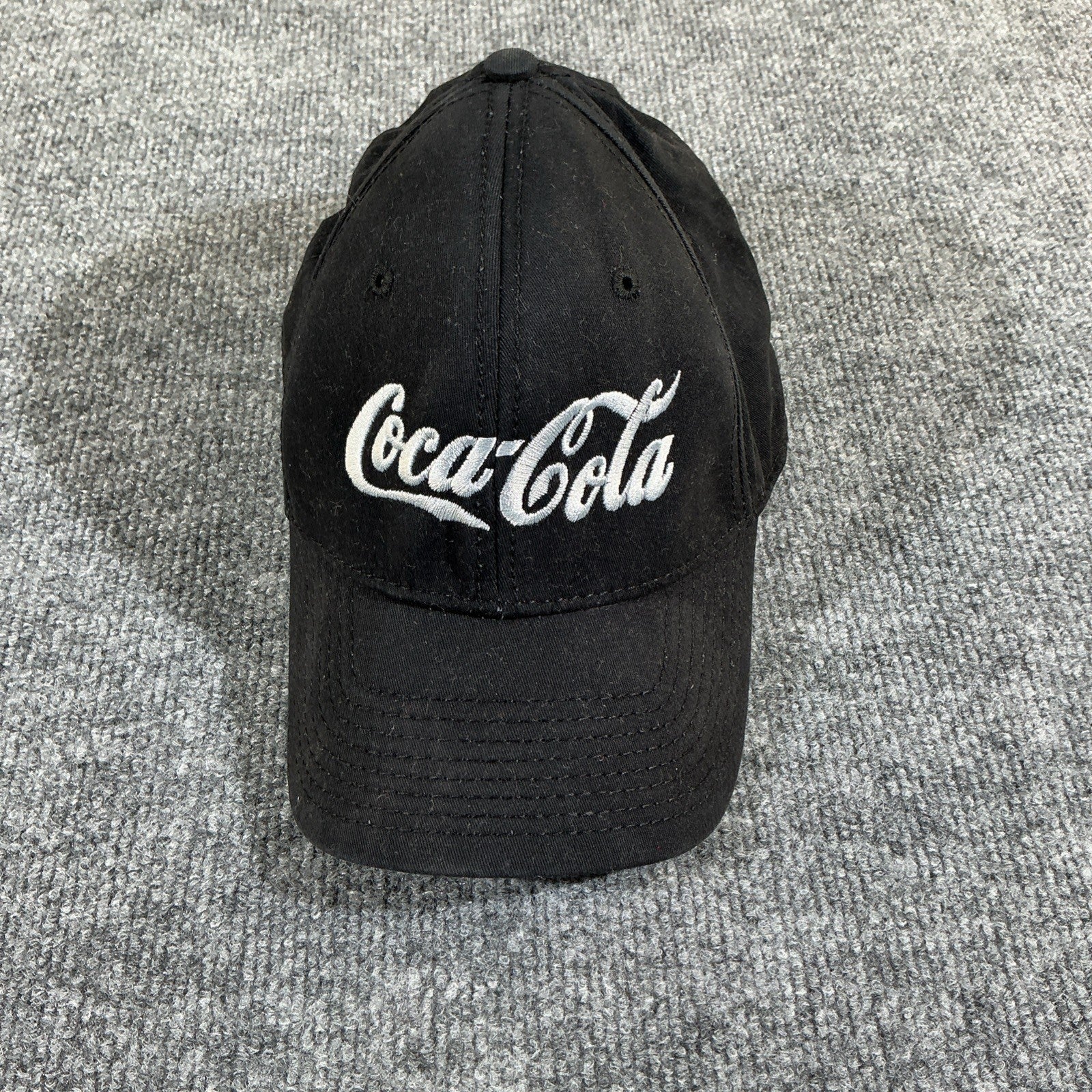Black Coca Cola Hat With Off Set Silver Sparkle Embroidery
