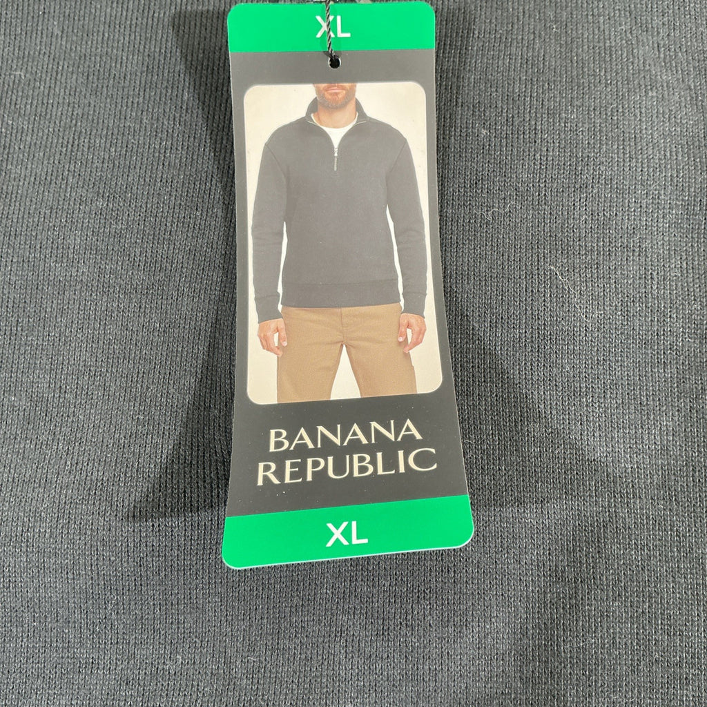 Banana Republic Men's 1/4 Zip Pullover Sweatshirt, Black, Size XL