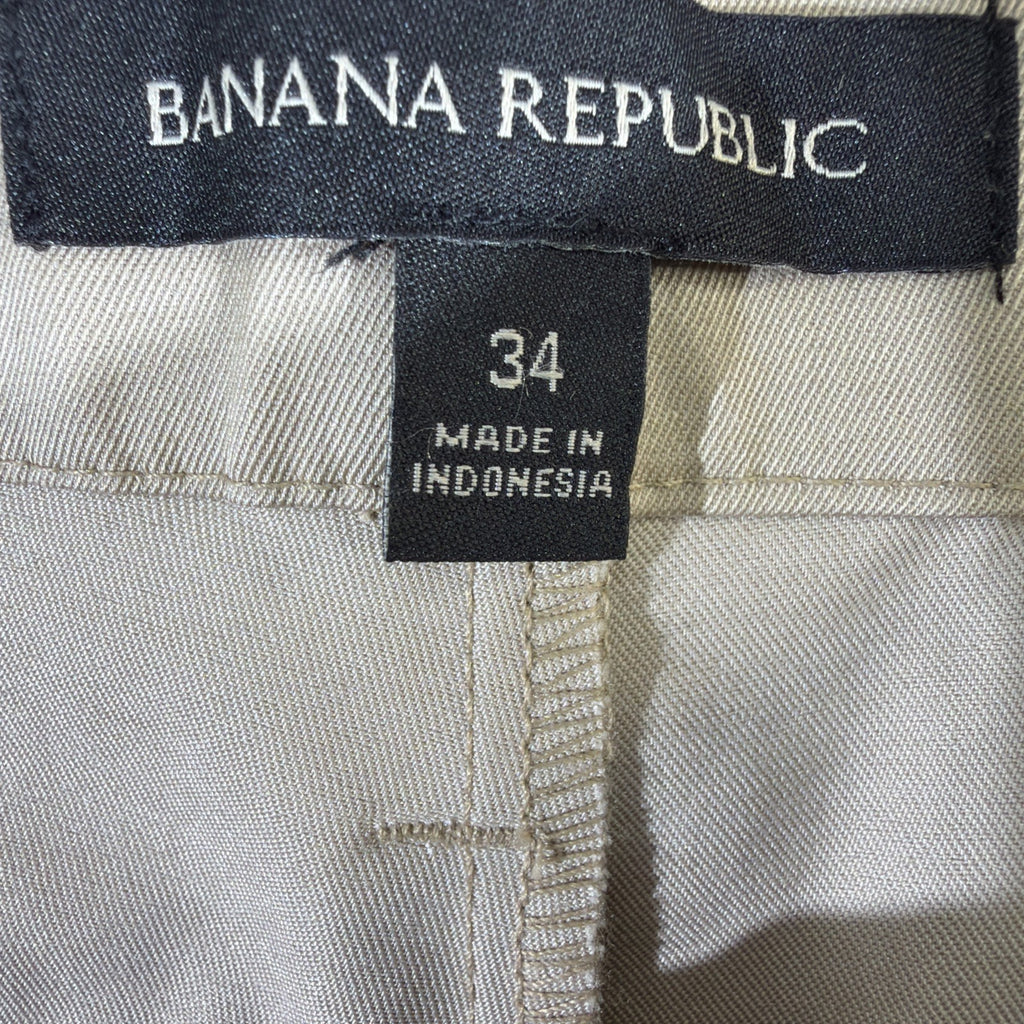 Banana Republic Mens Beige Stretch Mid-Rise Aiden Slim Chino Shorts Size 34
