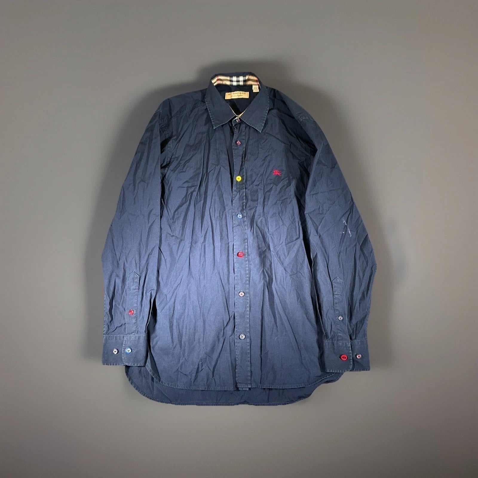 BURBERRY Long Sleeve Shirt, Size S, Cotton, NVY
