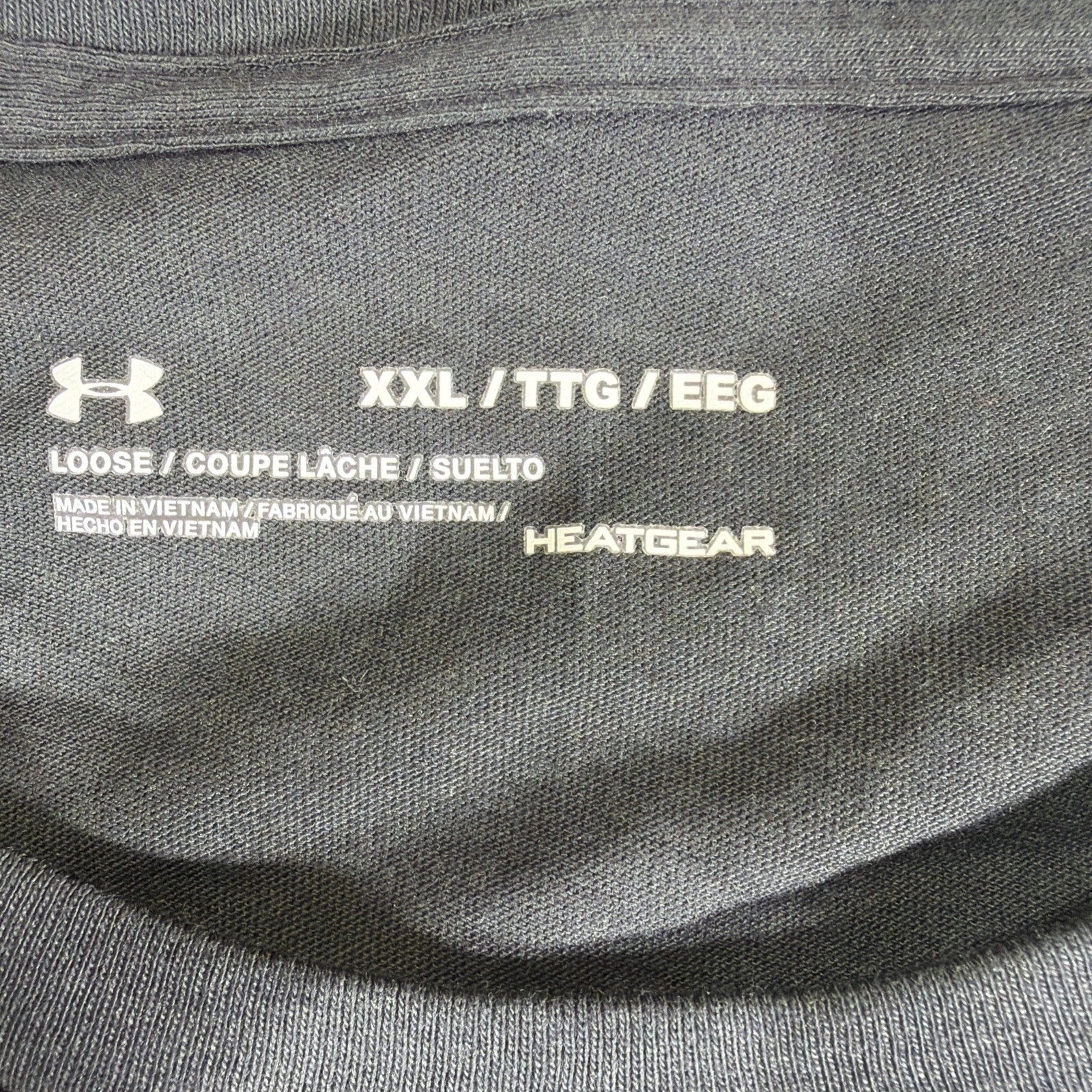 2XL Under Armour Black W/ Grey Logo T Shirt Loose Headgear
