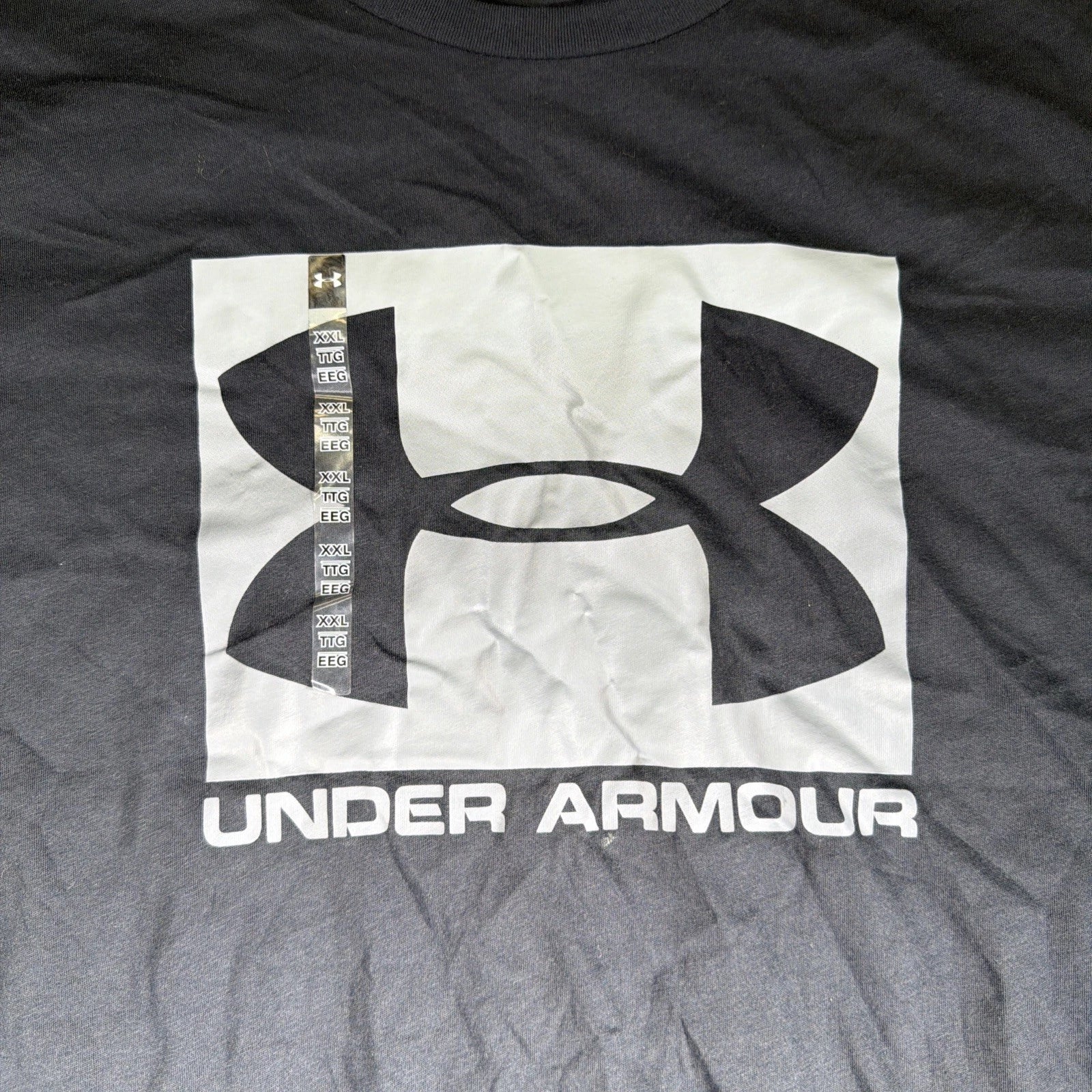 2XL Under Armour Black W/ Grey Logo T Shirt Loose Headgear
