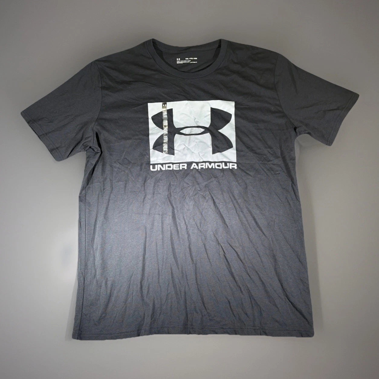 2XL Under Armour Black W/ Grey Logo T Shirt Loose Headgear